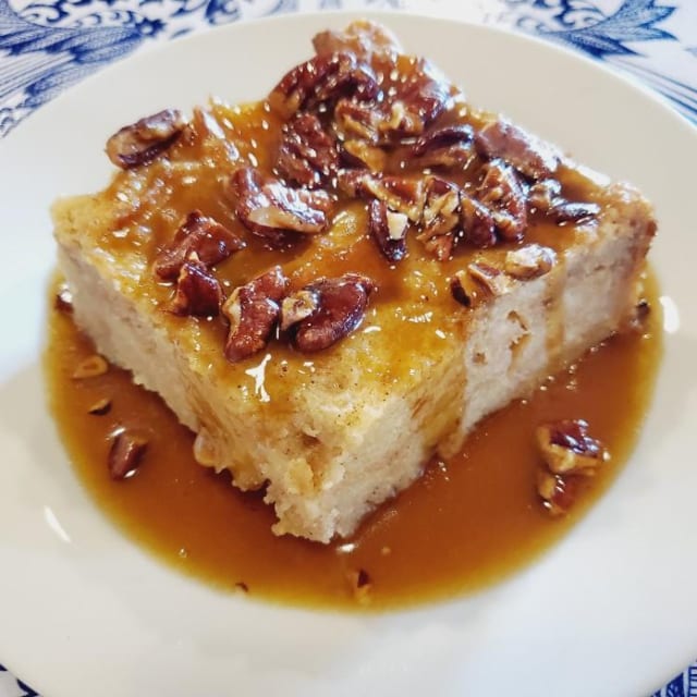 Buttered Pecan Bread Pudding.